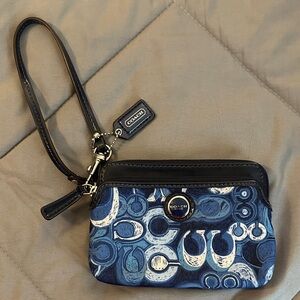 Coach Abstract Blue and white Wristlet